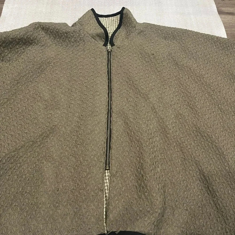 [OS]Free People Swept Away Houndstooth Ruana Poncho Cape Brown Tan - Picture 4 of 9